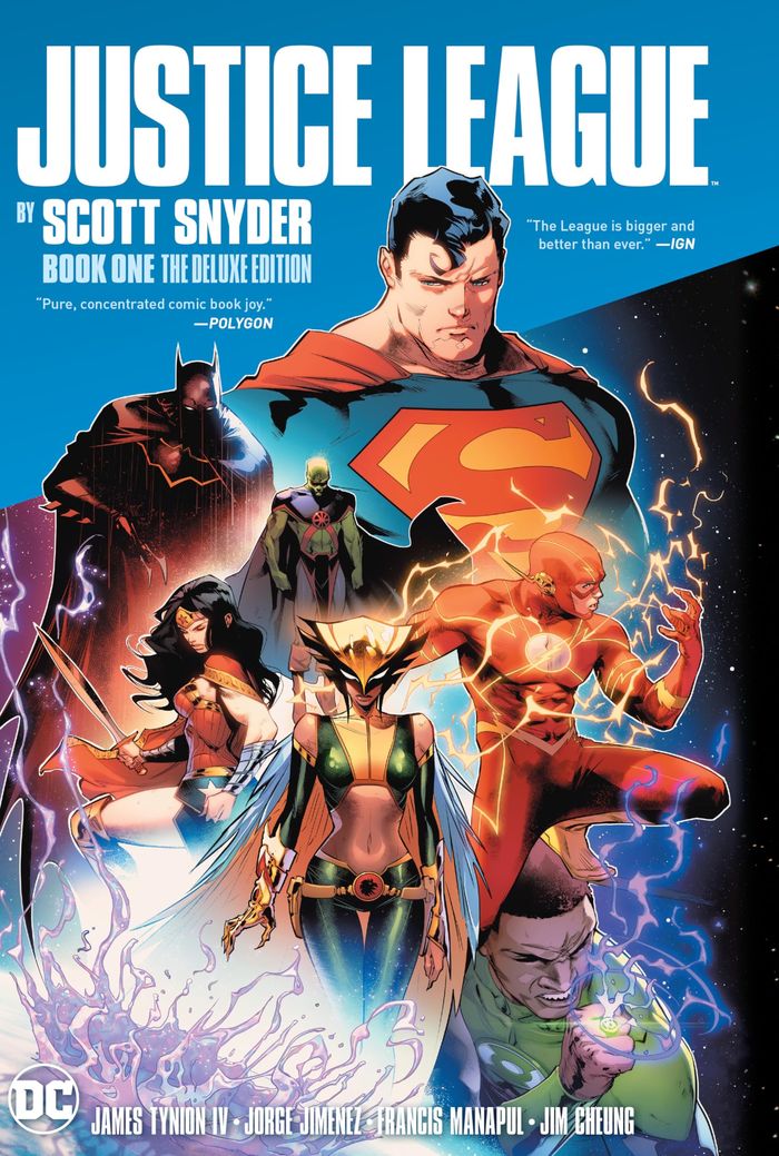 Couverture du livre « JUSTICE LEAGUE BY SCOTT SNYDER BOOK ONE DELUXE EDITION » de Snyder/cheung, librairie Les Contes Infusés à Corte