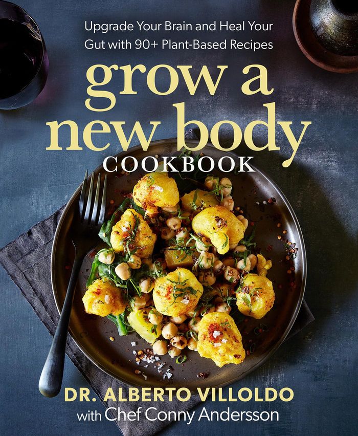 Couverture du livre « GROW A NEW BODY COOKBOOK - UPGRADE YOUR BRAIN AND HEAL YOUR GUT WITH 90+ PLANT-BASED RECIPES » de Villoldo/andersson, librairie Les Contes Infusés à Corte