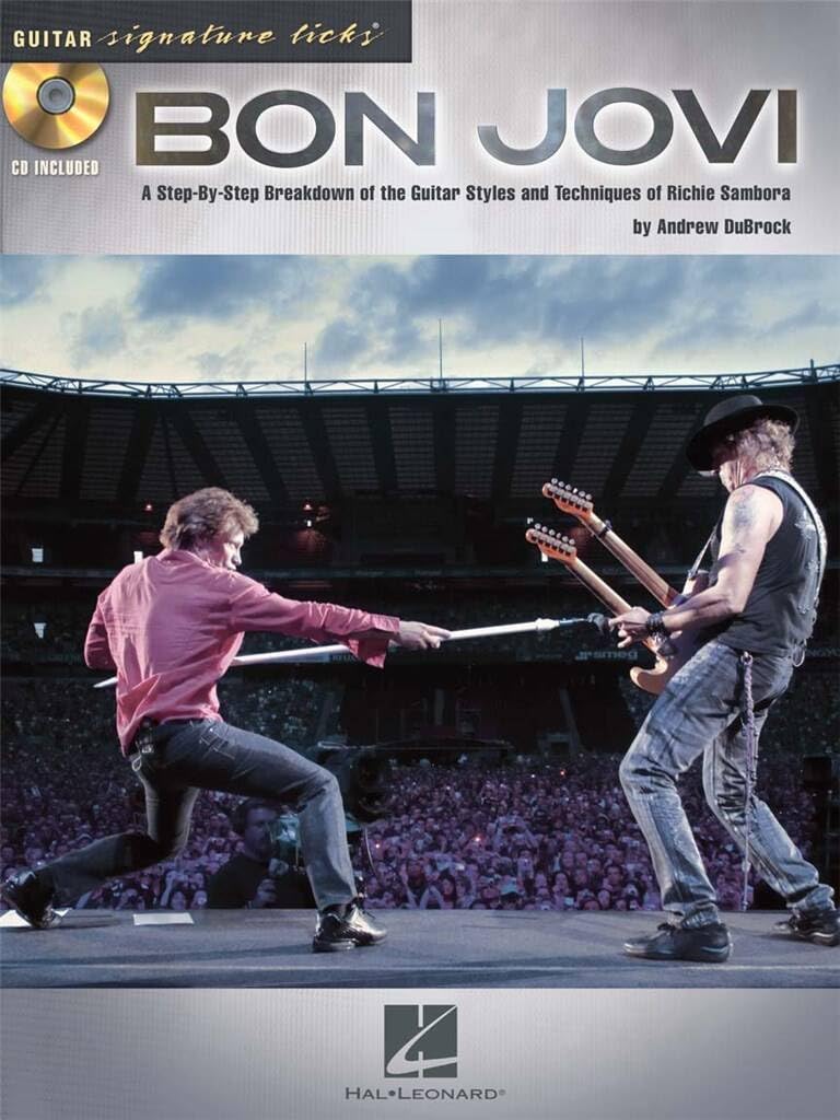 Couverture du livre « SIGNATURE LICKS GUITAR: BON JOVI GUITARE +CD » de Auteurs Divers, librairie Les Contes Infusés à Corte
