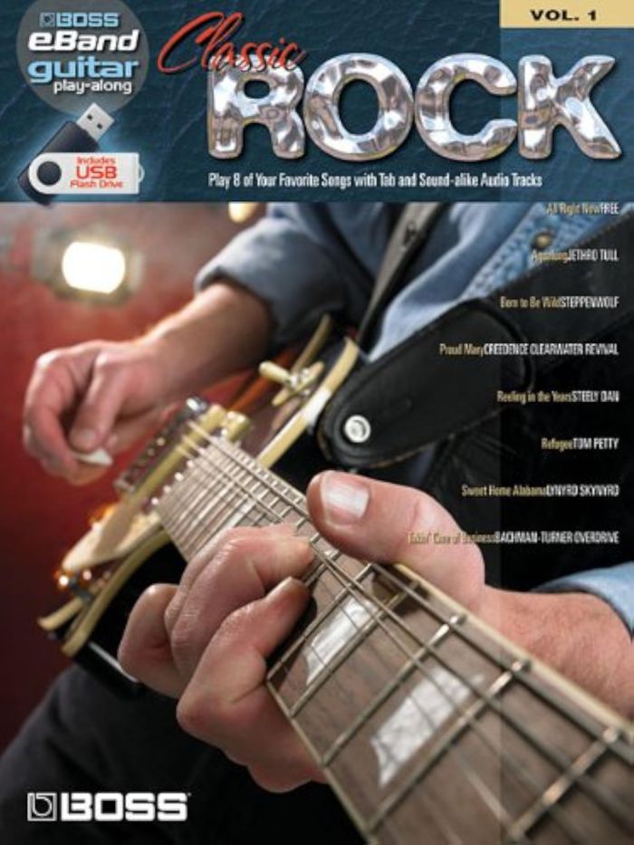Couverture du livre « BOSS EBAND GUITAR PLAY ALONG VOL.1 CLASSIC ROCK USB » de Collectif, librairie Les Contes Infusés à Corte