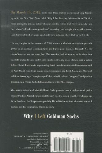 Quatrième de couverture de « WHY I LEFT GOLDMAN SACHS »