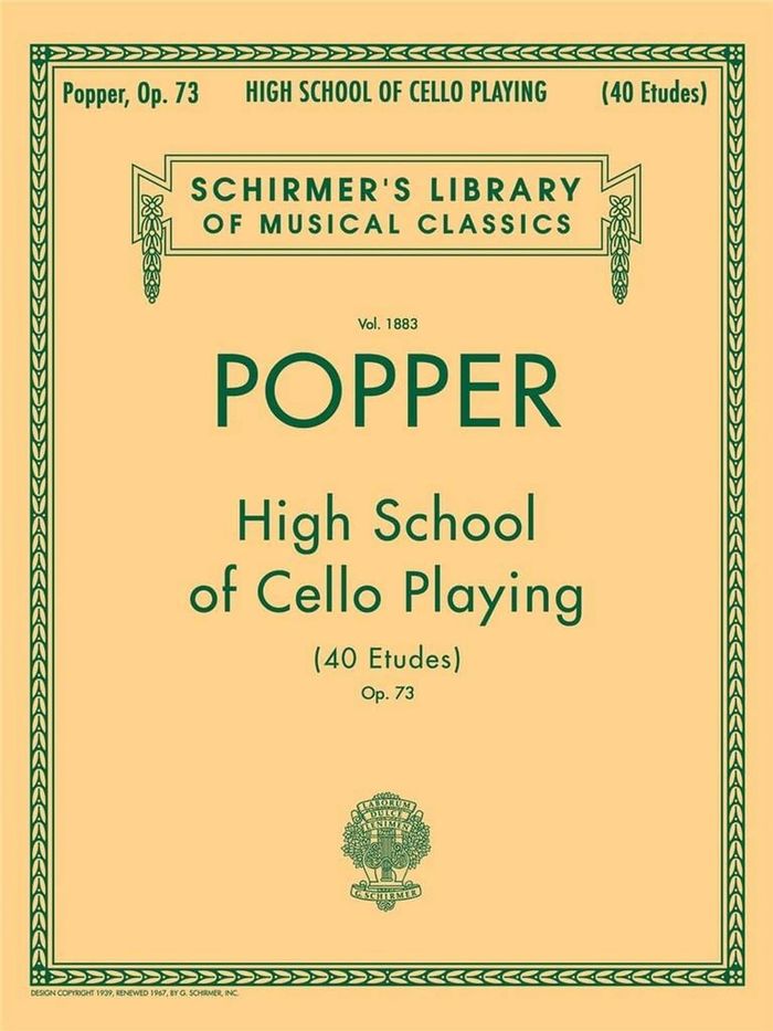 Couverture du livre « DAVID POPPER : HIGH SCHOOL OF CELLO PLAYING (40 ETUDES), OP. 73 », librairie Les Contes Infusés à Corte