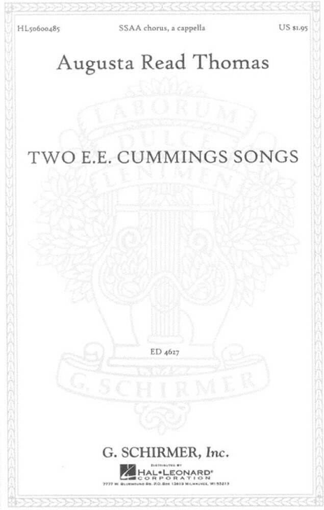 Couverture du livre « AUGUSTA READ THOMAS: TWO E.E. CUMMINGS SONGS », librairie Les Contes Infusés à Corte