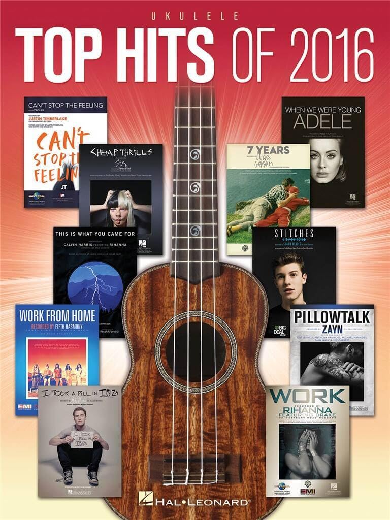Couverture du livre « TOP HITS OF 2016 FOR UKULELE UKULELE » de Auteurs Divers, librairie Les Contes Infusés à Corte