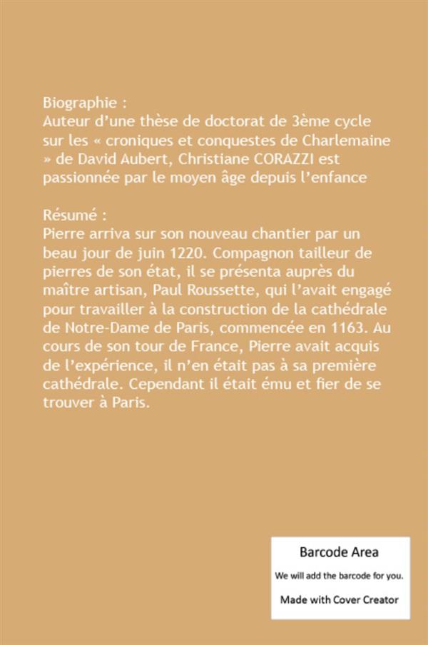 Quatrième de couverture de « PIERRE COURAGE, BATISSEUR DE CATHEDRALE »