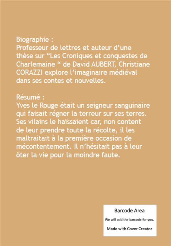 Quatrième de couverture de « LE FILS D'YVES LE ROUGE ET AUTRES CONTES ET NOUVELLES »