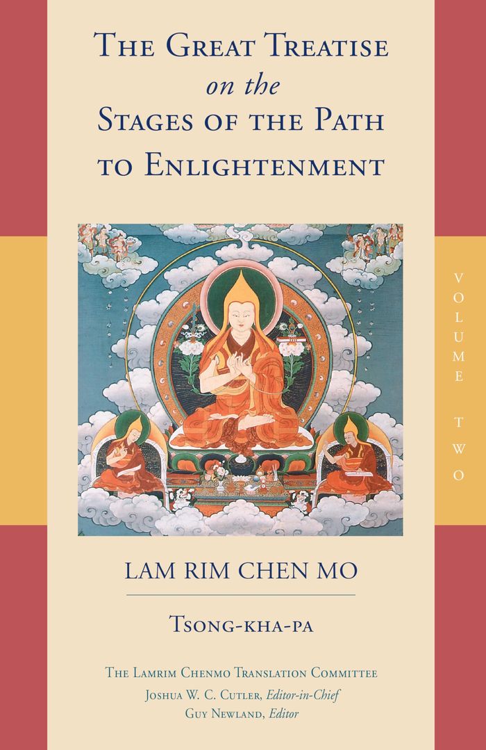 Couverture du livre « THE GREAT TREATISE ON THE STAGES OF THE PATH, THE LAMRIM CHENMO - THE GREAT TREATISE ON THE STAGES O » de Tsongkhapa, librairie Les Contes Infusés à Corte