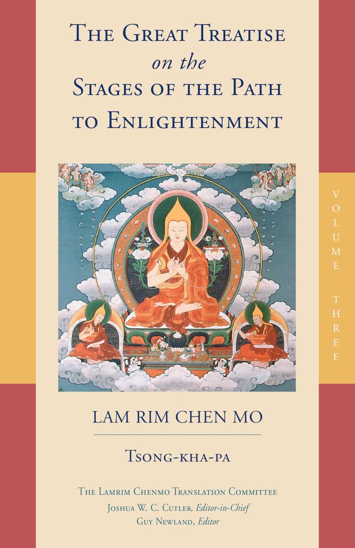 Couverture du livre « THE GREAT TREATISE ON THE STAGES OF THE PATH, THE LAMRIM CHENMO - THE GREAT TREATISE ON THE STAGES O » de Tsongkhapa/cutler, librairie Les Contes Infusés à Corte