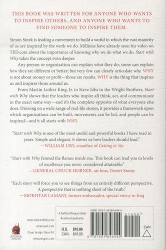 Quatrième de couverture de « START WITH WHY - HOW GREAT LEADERS INSPIRE EVERYONE TO TAKE ACTION »