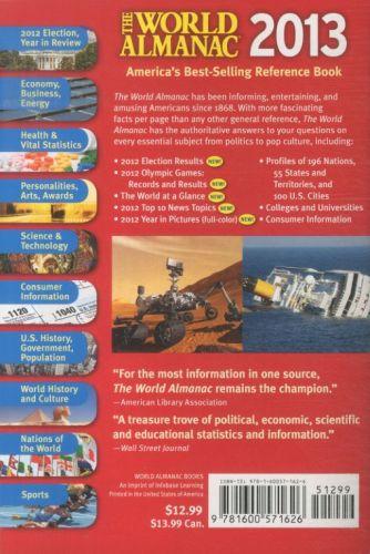 Quatrième de couverture de « THE WORLD ALMANAC AND BOOK OF FACTS 2013 »