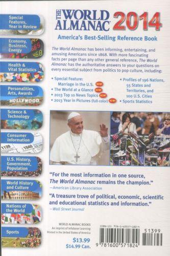 Quatrième de couverture de « THE WORLD ALMANAC AND BOOK OF FACTS 2014 »