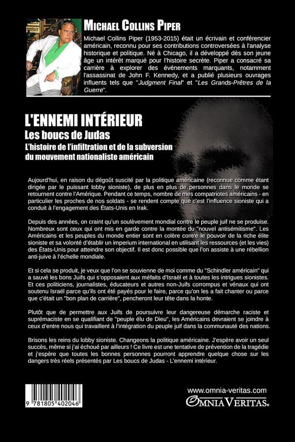 Quatrième de couverture de « L'ENNEMI INTERIEUR - LES BOUCS DE JUDAS »