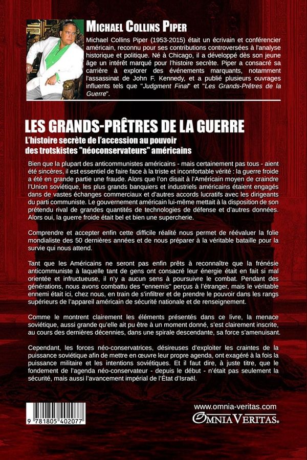 Quatrième de couverture de « LES GRANDS PRETRES DE LA GUERRE »