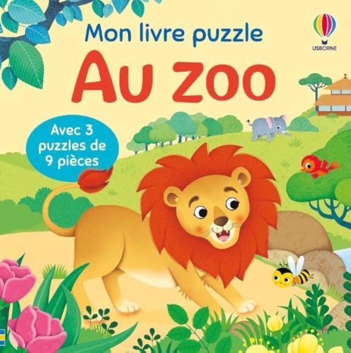 Couverture du livre « AU ZOO - MON LIVRE PUZZLE - DES 2 ANS », librairie Les Contes Infusés à Corte