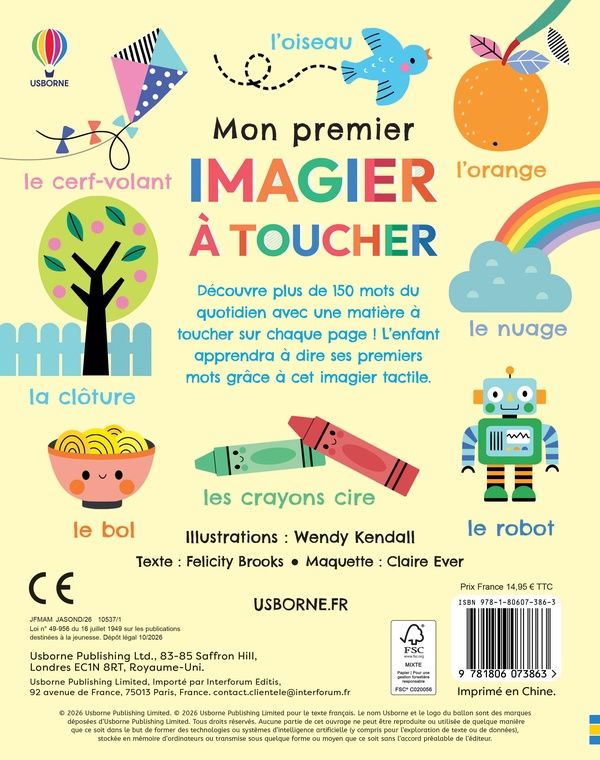 Quatrième de couverture de « MON PREMIER IMAGIER A TOUCHER - DES 1 AN »