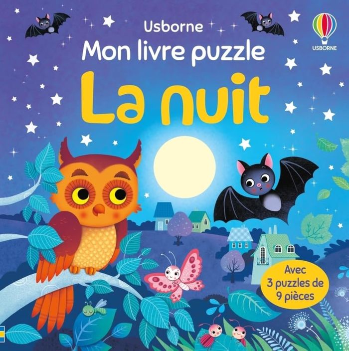 Couverture du livre « LA NUIT - MON LIVRE PUZZLE - DES 3 ANS », librairie Les Contes Infusés à Corte