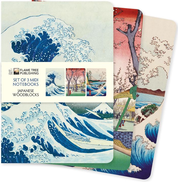 Couverture du livre « MIDI NOTEBOOK COLLECTIONS - JAPANESE WOODBLOCKS SET OF 3 MIDI NOTEBOOKS », librairie Les Contes Infusés à Corte