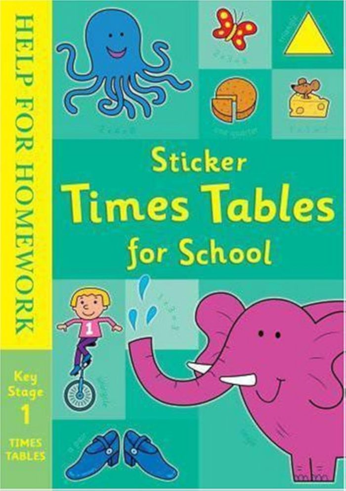 Couverture du livre « HELP FOR HOMEWORK: STICKER TIMES TABLES FOR SCHOOL », librairie Les Contes Infusés à Corte