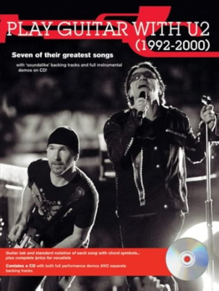 Couverture du livre « U2 PLAY GUITAR WITH 92-2000 TAB CD » de U2, librairie Les Contes Infusés à Corte