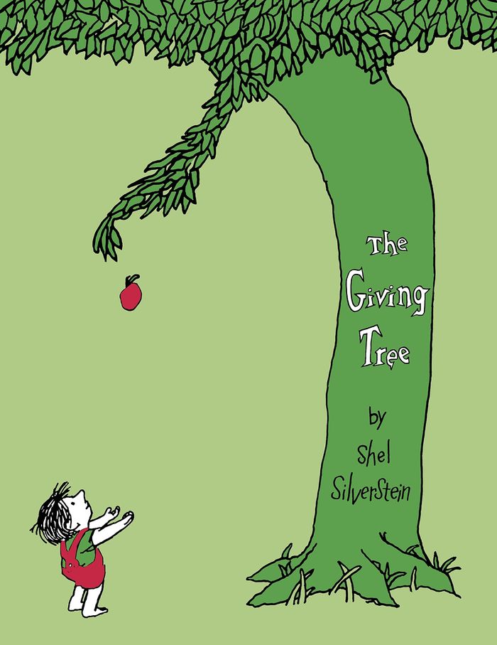 Couverture du livre « THE GIVING TREE » de Shel Silverstein, librairie Les Contes Infusés à Corte