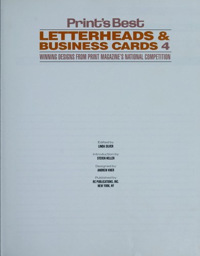 Couverture du livre « PRINT'S BEST LETTERHEADS & BUSINESS CARDS 4 (HARDBACK) », librairie Les Contes Infusés à Corte