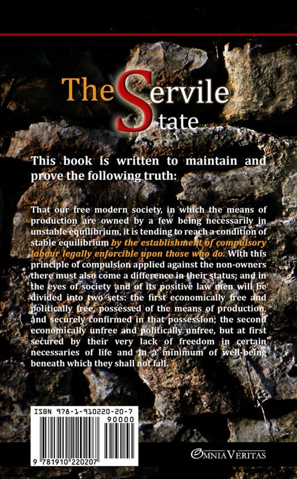 Quatrième de couverture de « THE SERVILE STATE »