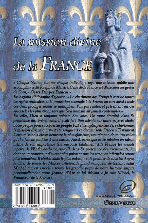 Quatrième de couverture de « LA MISSION DIVINE DE LA FRANCE »