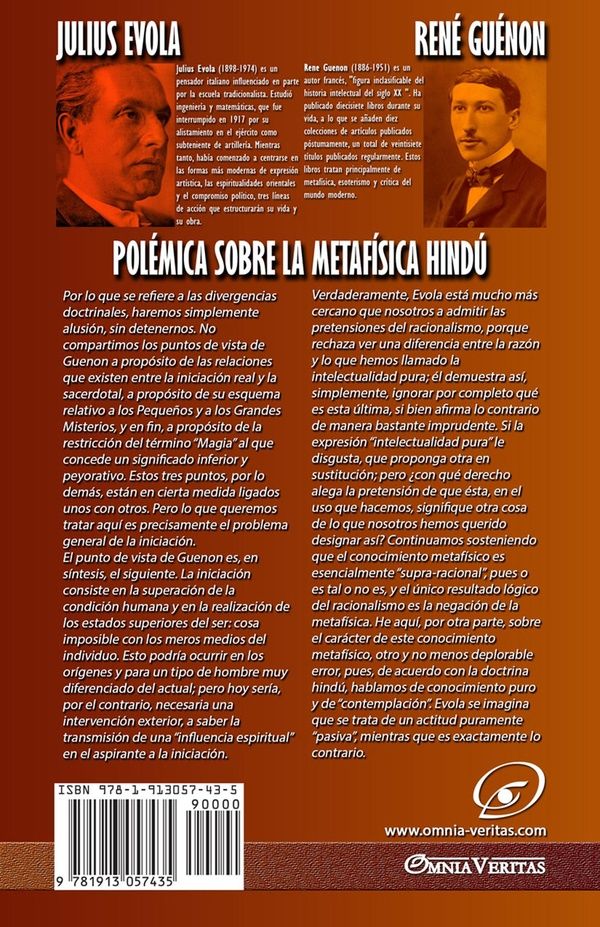 Quatrième de couverture de « POLEMICA SOBRE LA METAFISICA HINDU »