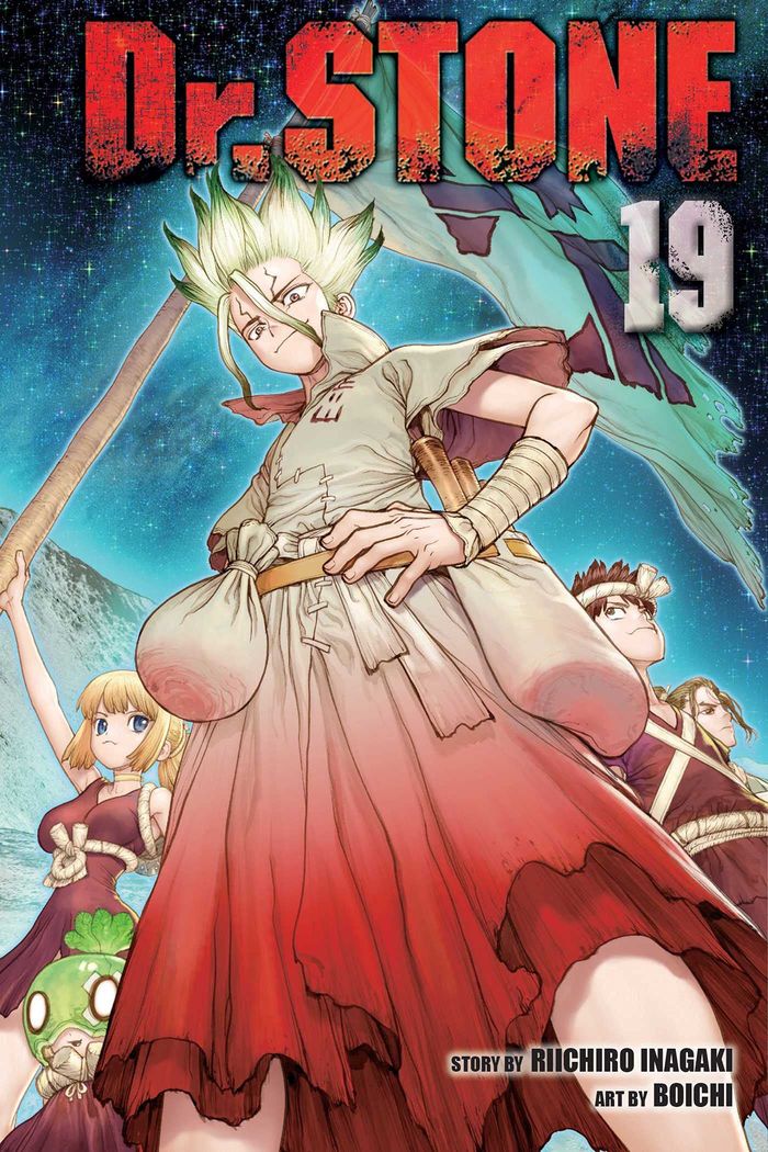 Couverture du livre « DR. STONE, VOL. 19 - VOLUME 19 - CORN CITY: POPULATION ONE MILLION », librairie Les Contes Infusés à Corte