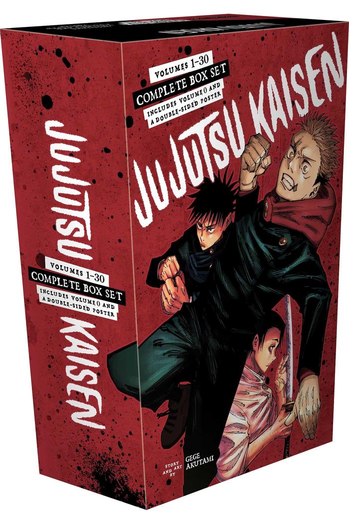Couverture du livre « JUJUTSU KAISEN COMPLETE BOX SET - INCLUDES VOLUMES 1-30 WITH VOLUME 0 » de Gege Akutami, librairie Les Contes Infusés à Corte