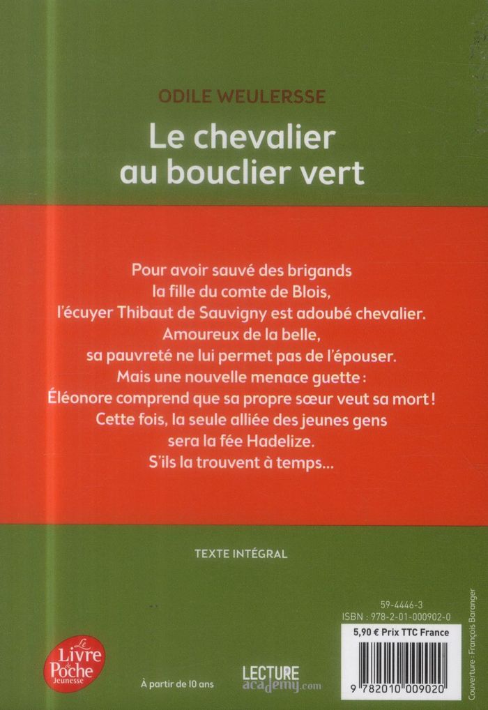 Quatrième de couverture de « LE CHEVALIER AU BOUCLIER VERT »