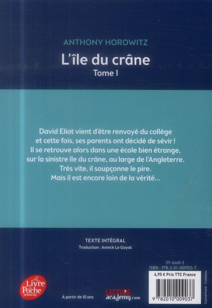 Quatrième de couverture de « DAVID ELIOT - TOME 1 - L'ILE DU CRANE »