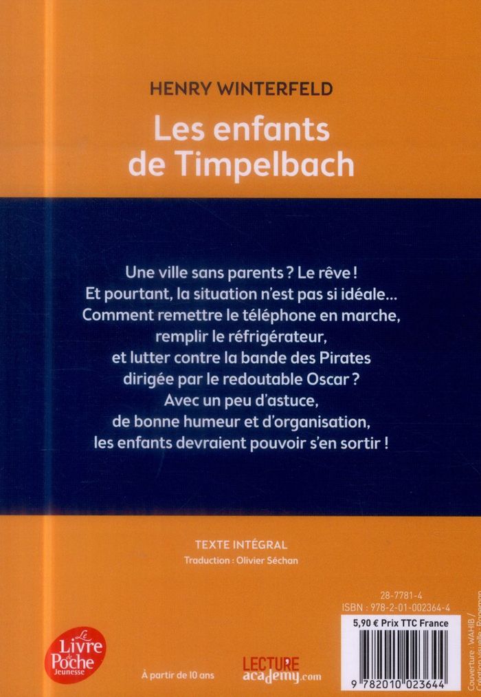 Quatrième de couverture de « LES ENFANTS DE TIMPELBACH »
