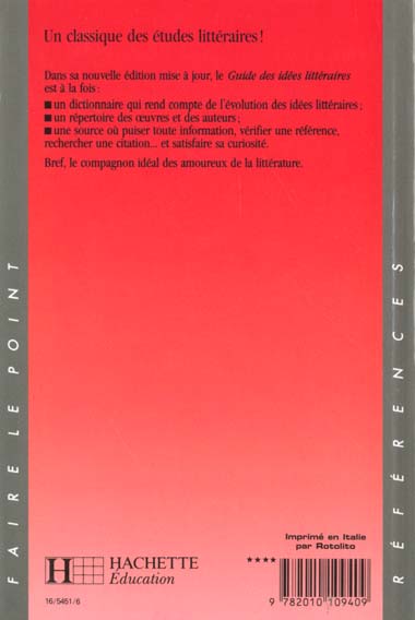Quatrième de couverture de « GUIDE DES IDEES LITTERAIRES »