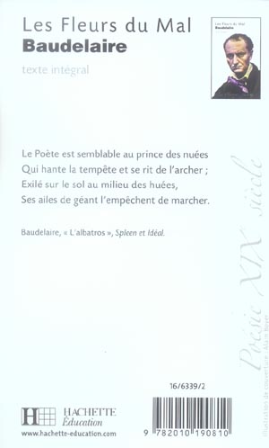 Quatrième de couverture de « CLASSIQUE HACHETTE - LES FLEURS DU MAL, BAUDELAIRE »