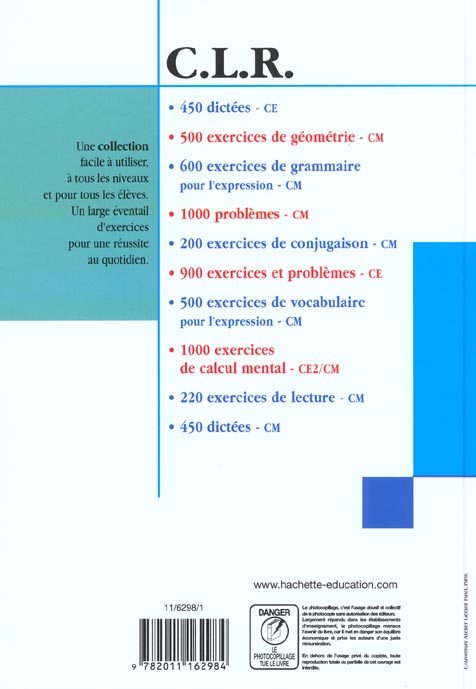 Quatrième de couverture de « CLR 500 EXERCICES DE VOCABULAIRE POUR L'EXPRESSION CM - LIVRE DE L'ELEVE - ED.2002 »