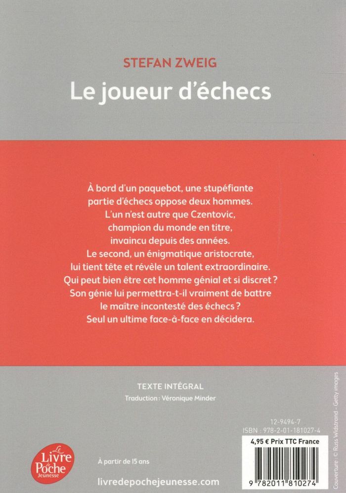 Quatrième de couverture de « Le joueur d'échecs »