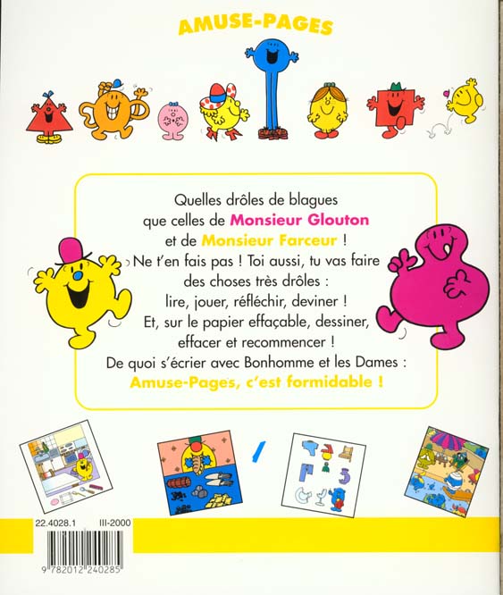Quatrième de couverture de « Les drôles de blagues de Monsieur Glouton et Monsieur Farceur »