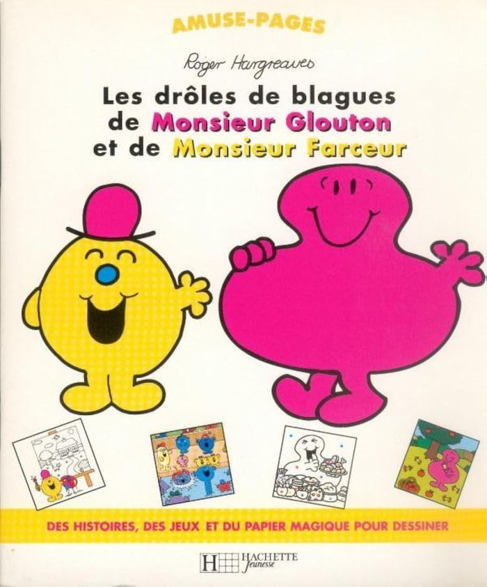Couverture du livre « Les drôles de blagues de Monsieur Glouton et Monsieur Farceur » de Roger Hargreaves, librairie Les Contes Infusés à Corte