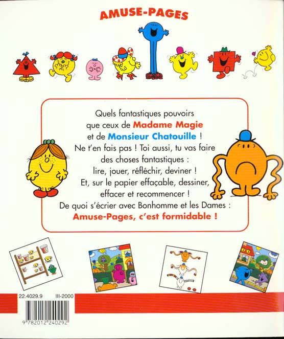 Quatrième de couverture de « Les fantastiques pouvoirs de Madame Magie et de Monsieur Chatouille »