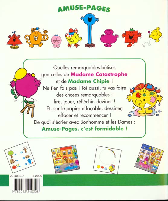 Quatrième de couverture de « Les remarquables bêtises de Madame Catastrophe et de Madame Chipie »