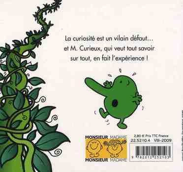 Quatrième de couverture de « M. Curieux et le haricot magique »