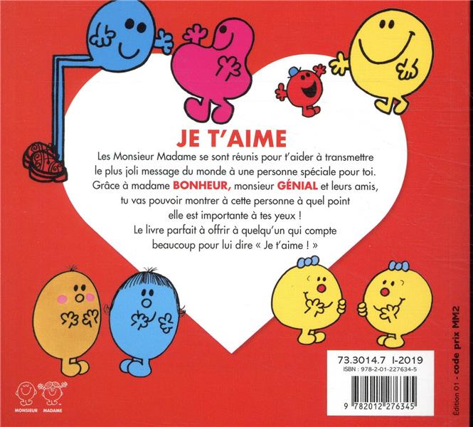 Quatrième de couverture de « Je t'aime »