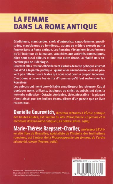 Quatrième de couverture de « LES FEMMES DANS LA ROME ANTIQUE »