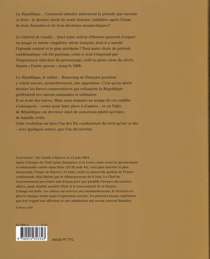 Quatrième de couverture de « HISTOIRE DE FRANCE - LA REPUBLIQUE 1880-1995 (TOME 5) - DE JULES FERRY A FRANCOIS MITTERRAND »