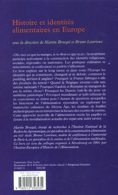 Quatrième de couverture de « HISTOIRE ET IDENTITES ALIMENTAIRES EN EUROPE »