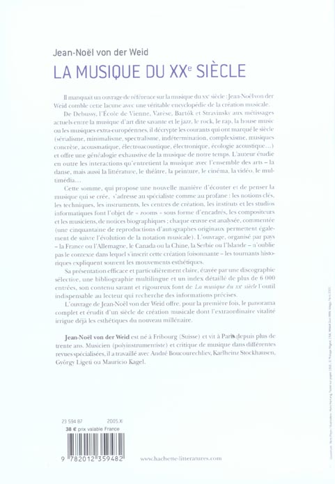 Quatrième de couverture de « LA MUSIQUE DU XXE SIECLE »
