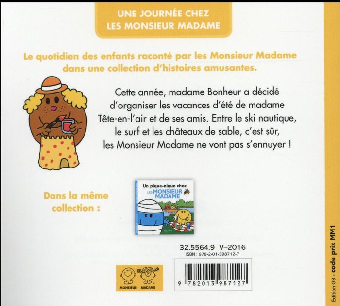 Quatrième de couverture de « Les monsieur madame partent en vacances »