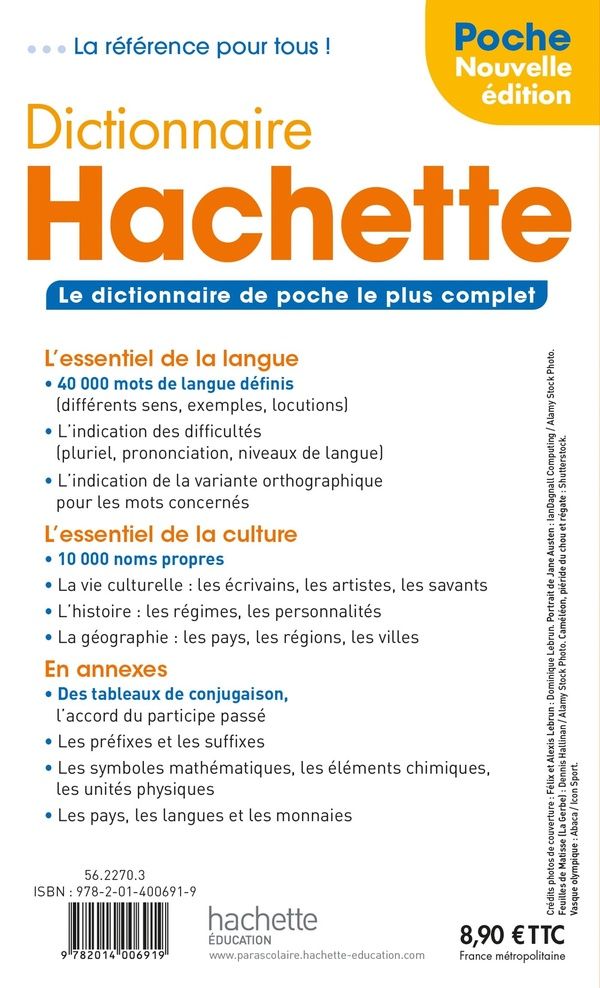Quatrième de couverture de « Dictionnaire Hachette encyclopédique de poche : 50000 mots »