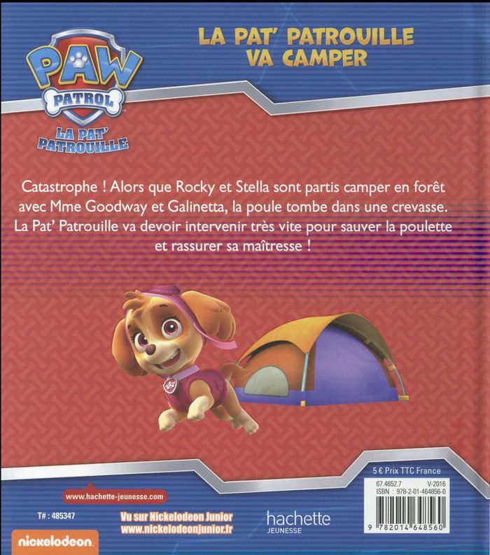 Quatrième de couverture de « La Pat' patrouille va camper »